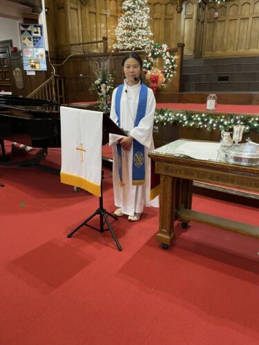 Julia with her new Advent Stole given to her by the Collaborative