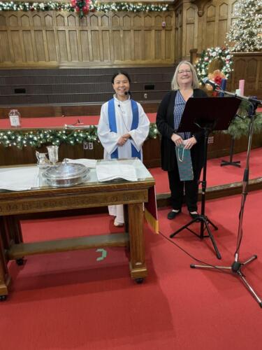 Julia being presented with her Advent Stole