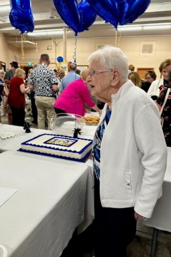 Phyllis Hicks - baptized 100 years ago at St. John's United - she cut the cake at our Anniversary Service 