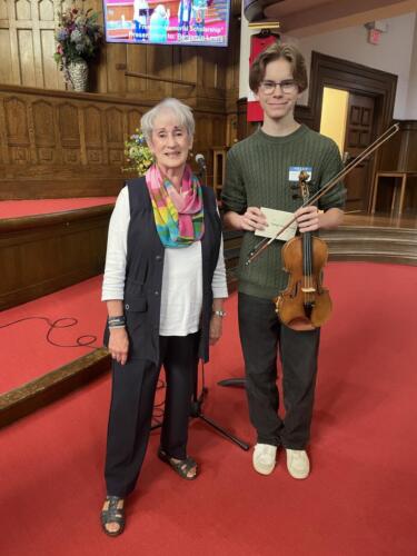 Joan Freeborn represented the Freeborn family in awarding the EW Freeborn Memorial Scholarship to Benjamin Lewis. 
