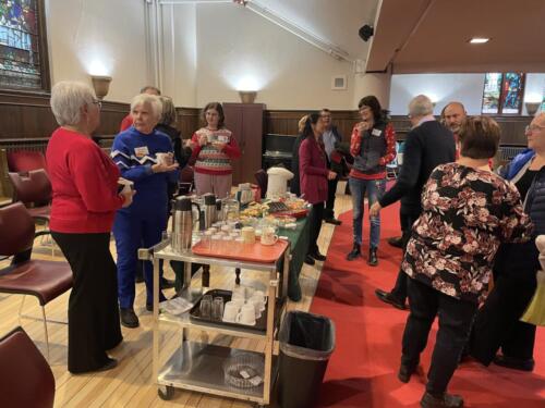 Enjoying coffee and conversation